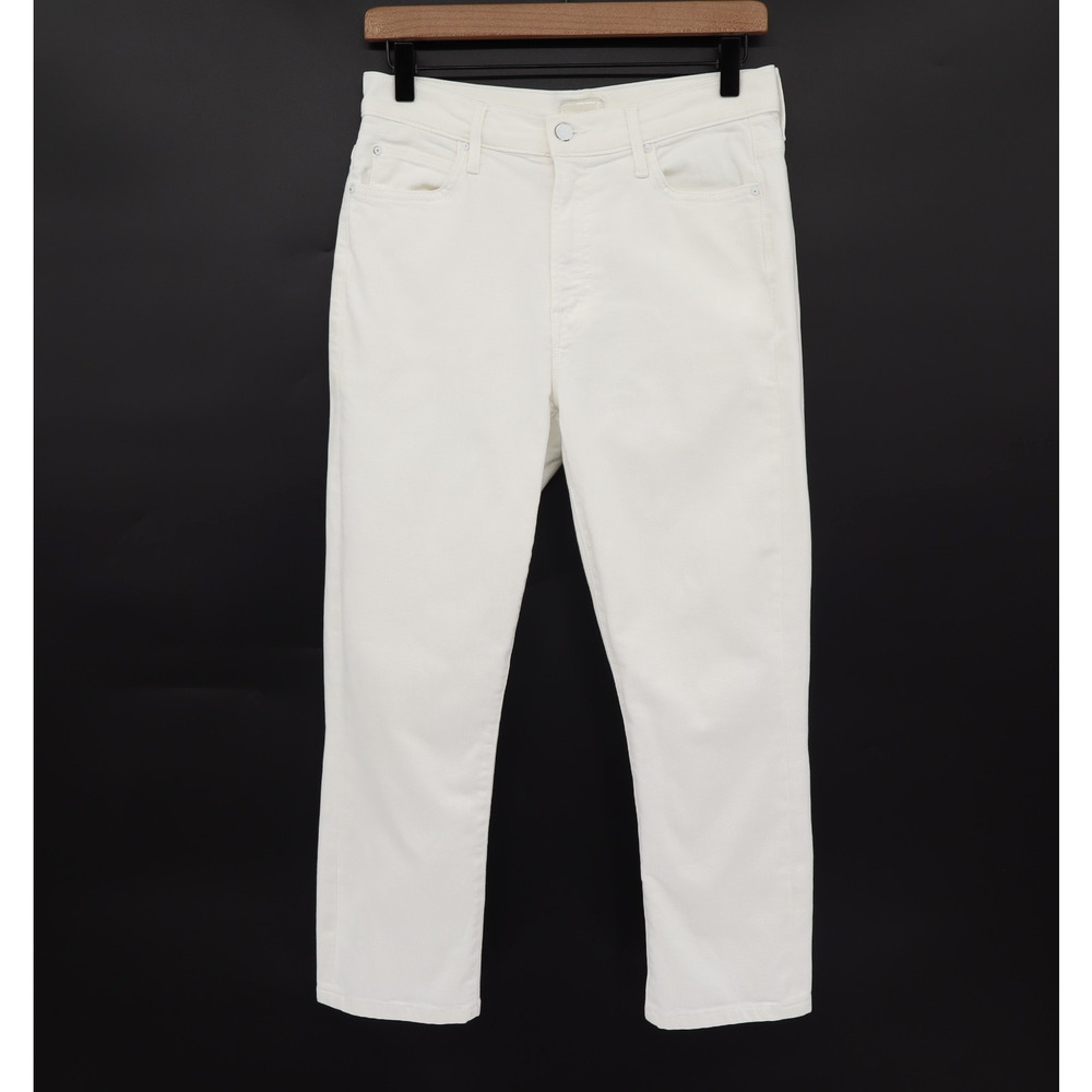 Mother Women's High Waisted Rascal Crop Fray Fairest Of Them All White Sz 28